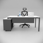 Corner Desk 160cm White with Bottom Shelf