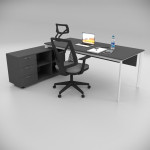 Corner Desk Anthracite (with 120cm Lower Shelf)