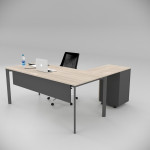 Corner Desk Oak (with Peison Shelf)