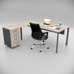 Corner Desk Oak (with Peison Shelf)