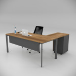 Corner Desk Walnut (with Peison Shelf)