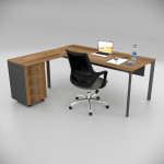 Corner Desk Walnut (with Peison Shelf)