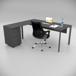 Corner Office Desk (with Pedestal Shelf Anthracite)