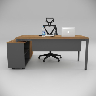 Corner Sto za Učenje 160cm Orah sa Donjom Policom