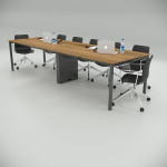 Ear Meeting Table with Middle Leg (Walnut) 3