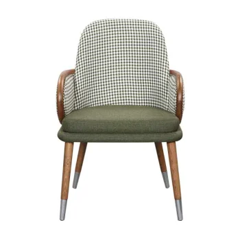 AKS 410 Drvena Fotelja Zelena & Dezénirana