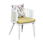 AKS 487 Drvena Fotelja Žuta & Cvjetni Uzorak