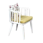 AKS 487 Drvena Fotelja Žuta & Cvjetni Uzorak