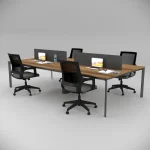 Corner Quadruple Workstation Walnut 2