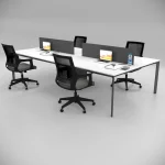 Corner Quadruple Workstation White 3