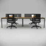 Ear Quadruple Workstation Walnut