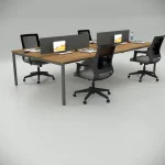 Ear Quadruple Workstation Walnut