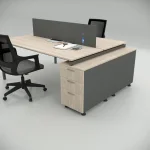 Ear Double 140cm Desk with Bottom Shelf Workstation Oak