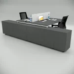 Ear Double 320 Cm Desk with Bottom Shelf Workstation Anthracite