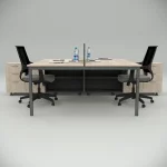 Ear Double 320 Cm Study Desk with Bottom Shelf Workstation Oak