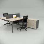 Ear Double 320 Cm Study Desk with Bottom Shelf Workstation Oak